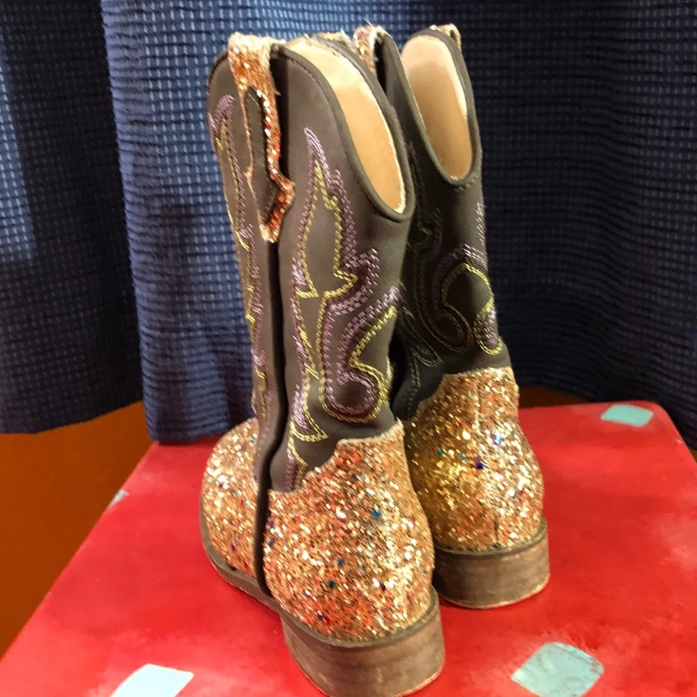 Cowgirl Boots Glitter Western Cowboy Boots Size 10